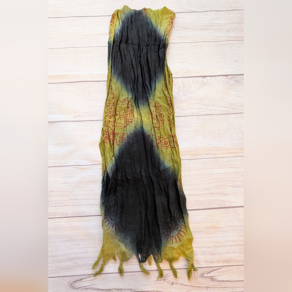 Elephant Tye Die Black And Green Decorative Boho Scarf